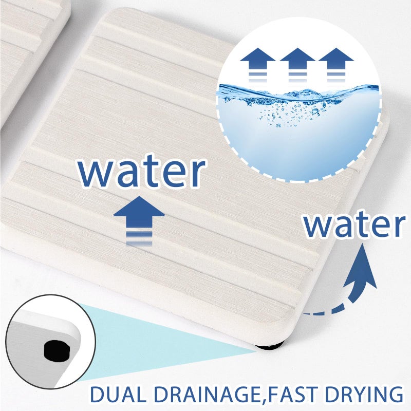 Lyxel 3PCS Water Absorbing Stone Tray  DryingNeat Diatomite Stone Sink Tray  Instant Dry Sink Coasters  Kitchen Sponge Hand Soap Holder  Bathroom Sink Vanity Trays 8 * 4inch and 4 * 4inch - Image 2